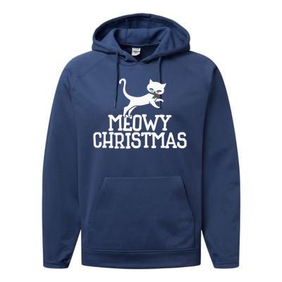 Meowy Christmas Cat Cute Meaningful Gift Performance Fleece Hoodie