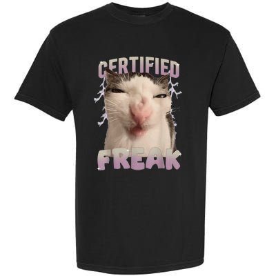 Meme Cat Certified Freak Eat Cement Cursed Cat Funny Garment-Dyed Heavyweight T-Shirt