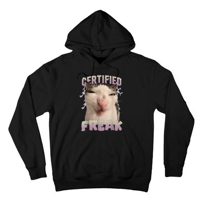 Meme Cat Certified Freak Eat Cement Cursed Cat Funny Hoodie