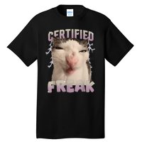 Meme Cat Certified Freak Eat Cement Cursed Cat Funny Tall T-Shirt