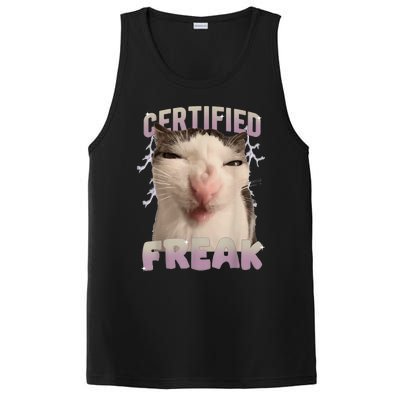 Meme Cat Certified Freak Eat Cement Cursed Cat Funny PosiCharge Competitor Tank