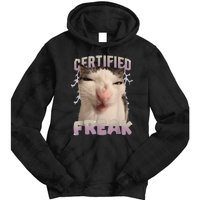 Meme Cat Certified Freak Eat Cement Cursed Cat Funny Tie Dye Hoodie