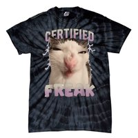 Meme Cat Certified Freak Eat Cement Cursed Cat Funny Tie-Dye T-Shirt