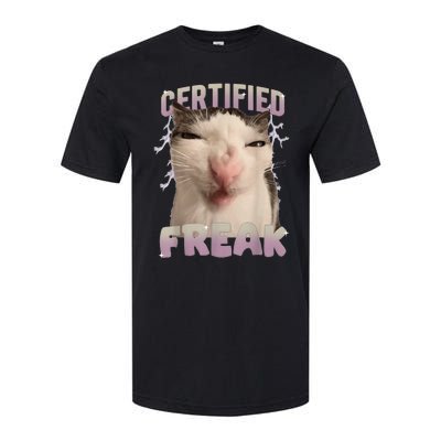 Meme Cat Certified Freak Eat Cement Cursed Cat Funny Softstyle CVC T-Shirt