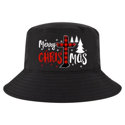 Merry Christmas Christians Buffalo Plaid Meaningful Gift Cool Comfort Performance Bucket Hat