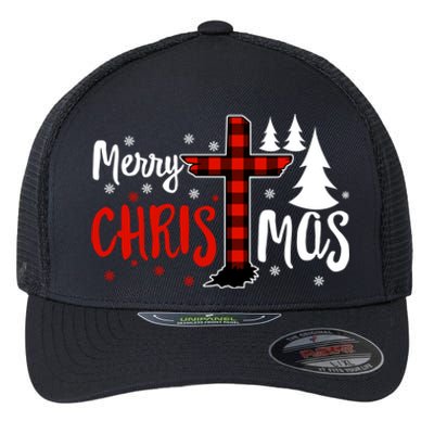 Merry Christmas Christians Buffalo Plaid Meaningful Gift Flexfit Unipanel Trucker Cap