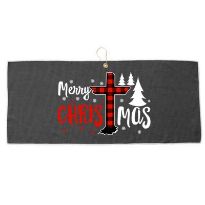 Merry Christmas Christians Buffalo Plaid Meaningful Gift Large Microfiber Waffle Golf Towel