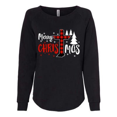 Merry Christmas Christians Buffalo Plaid Meaningful Gift Womens California Wash Sweatshirt