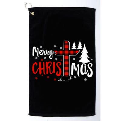 Merry Christmas Christians Buffalo Plaid Meaningful Gift Platinum Collection Golf Towel