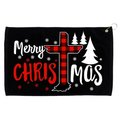 Merry Christmas Christians Buffalo Plaid Meaningful Gift Grommeted Golf Towel