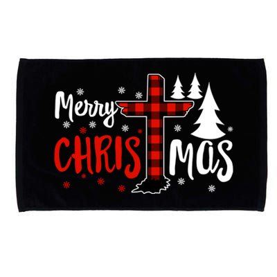 Merry Christmas Christians Buffalo Plaid Meaningful Gift Microfiber Hand Towel