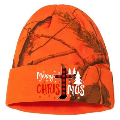 Merry Christmas Christians Buffalo Plaid Meaningful Gift Kati Licensed 12" Camo Beanie