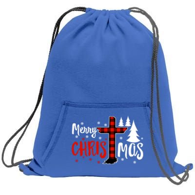 Merry Christmas Christians Buffalo Plaid Meaningful Gift Sweatshirt Cinch Pack Bag