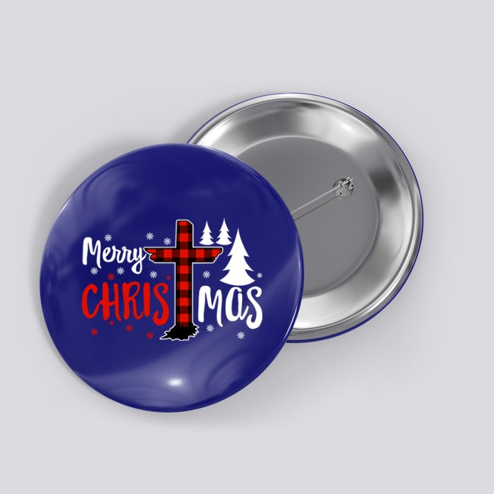 Merry Christmas Christians Buffalo Plaid Meaningful Gift Button