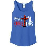 Merry Christmas Christians Buffalo Plaid Meaningful Gift Ladies Essential Tank