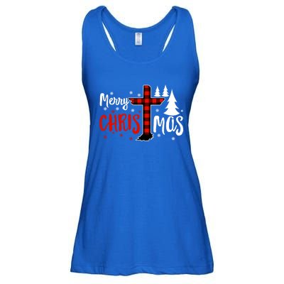 Merry Christmas Christians Buffalo Plaid Meaningful Gift Ladies Essential Flowy Tank