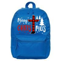 Merry Christmas Christians Buffalo Plaid Meaningful Gift 16 in Basic Backpack