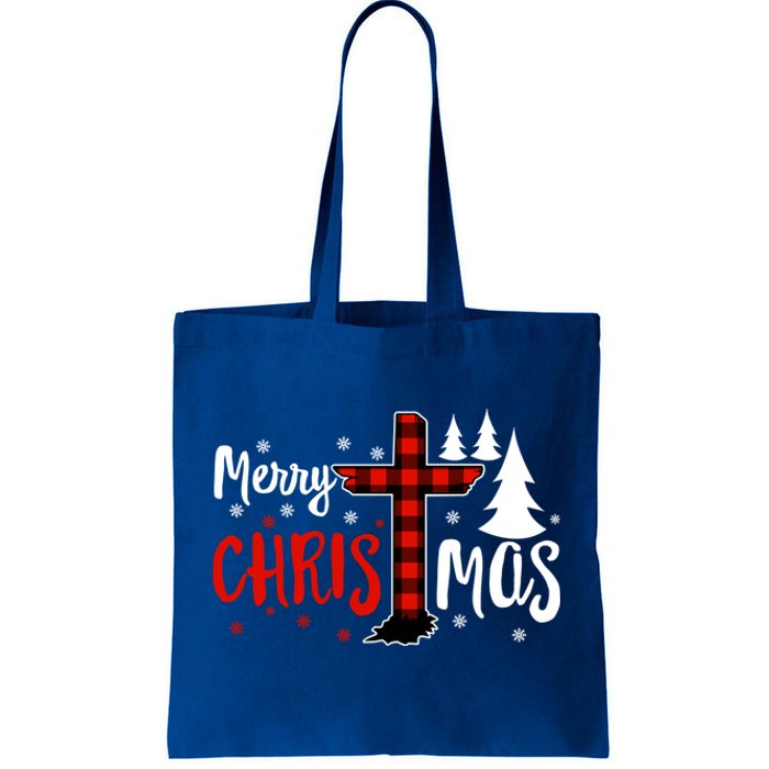 Merry Christmas Christians Buffalo Plaid Meaningful Gift Tote Bag