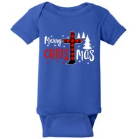 Merry Christmas Christians Buffalo Plaid Meaningful Gift Baby Bodysuit