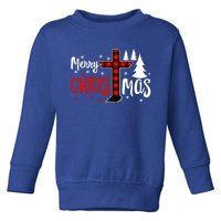 Merry Christmas Christians Buffalo Plaid Meaningful Gift Toddler Sweatshirt