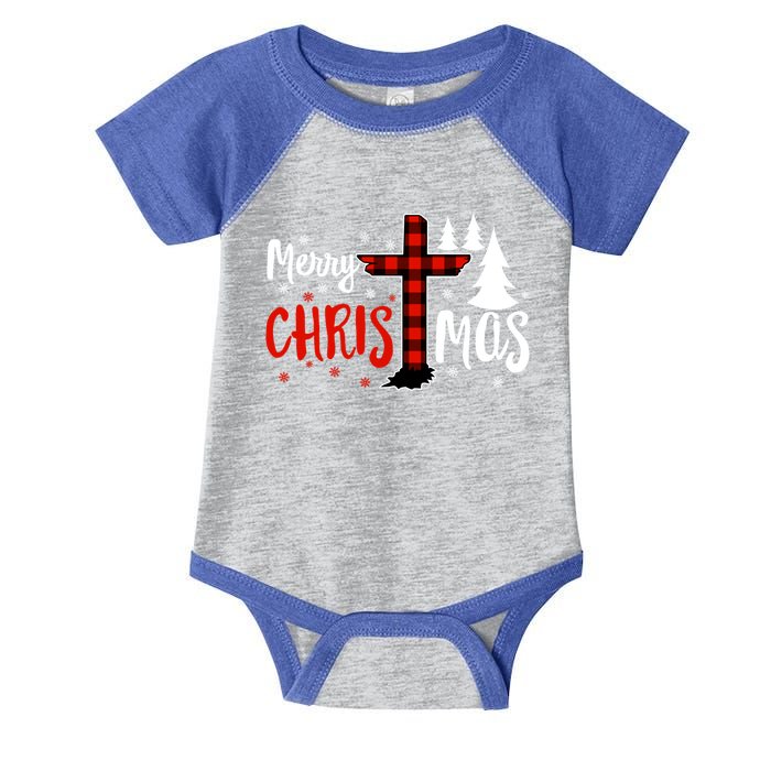 Merry Christmas Christians Buffalo Plaid Meaningful Gift Infant Baby Jersey Bodysuit