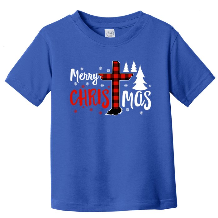 Merry Christmas Christians Buffalo Plaid Meaningful Gift Toddler T-Shirt