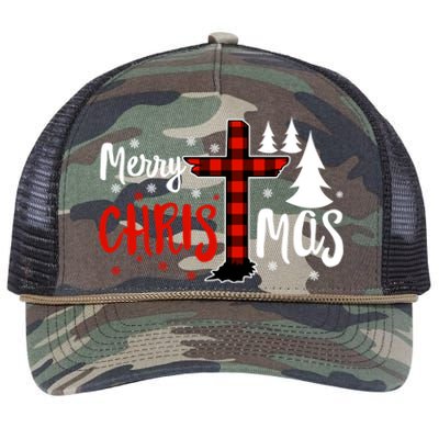 Merry Christmas Christians Buffalo Plaid Meaningful Gift Retro Rope Trucker Hat Cap