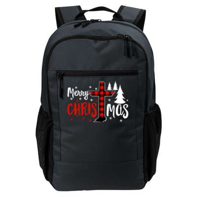 Merry Christmas Christians Buffalo Plaid Meaningful Gift Daily Commute Backpack