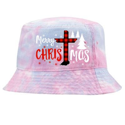 Merry Christmas Christians Buffalo Plaid Meaningful Gift Tie-Dyed Bucket Hat