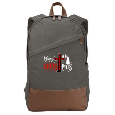 Merry Christmas Christians Buffalo Plaid Meaningful Gift Cotton Canvas Backpack