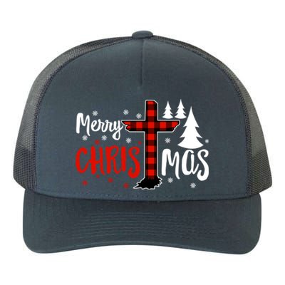 Merry Christmas Christians Buffalo Plaid Meaningful Gift Yupoong Adult 5-Panel Trucker Hat