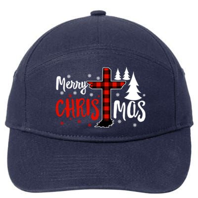 Merry Christmas Christians Buffalo Plaid Meaningful Gift 7-Panel Snapback Hat