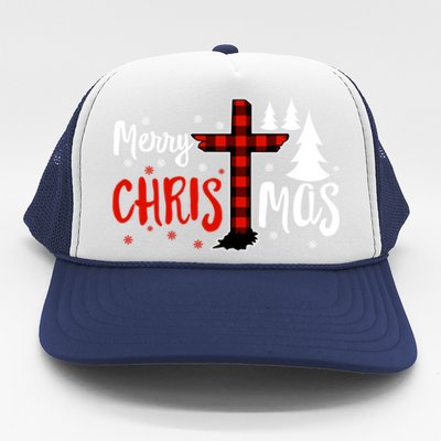 Merry Christmas Christians Buffalo Plaid Meaningful Gift Trucker Hat