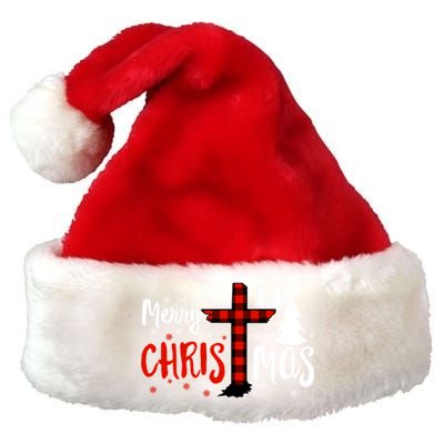 Merry Christmas Christians Buffalo Plaid Meaningful Gift Premium Christmas Santa Hat