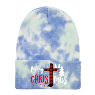 Merry Christmas Christians Buffalo Plaid Meaningful Gift Tie Dye 12in Knit Beanie