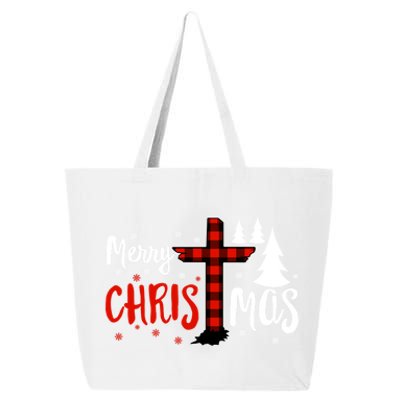 Merry Christmas Christians Buffalo Plaid Meaningful Gift 25L Jumbo Tote