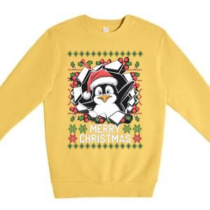 Merry Christmas Cute Penguin Costume Xmas Celebration Gift Premium Crewneck Sweatshirt