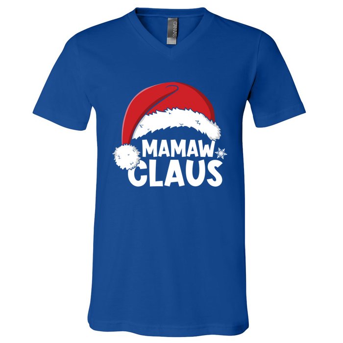 Mamaw Claus Christmas Family Matching Pajamas Xmas Santa Gift V-Neck T-Shirt