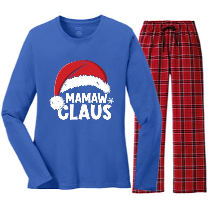 Mamaw Claus Christmas Family Matching Pajamas Xmas Santa Gift Women's Long Sleeve Flannel Pajama Set 