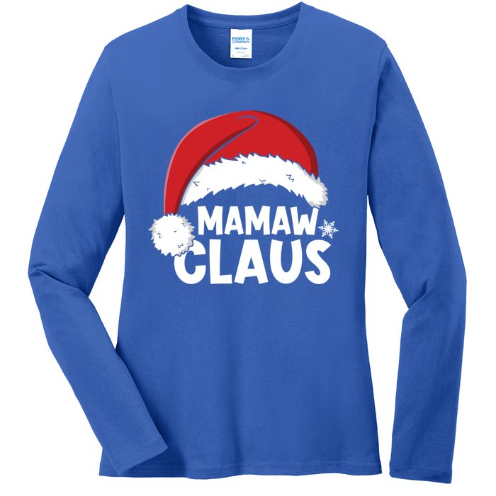 Mamaw Claus Christmas Family Matching Pajamas Xmas Santa Gift Ladies Long Sleeve Shirt