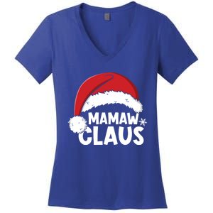 Mamaw Claus Christmas Family Matching Pajamas Xmas Santa Gift Women's V-Neck T-Shirt