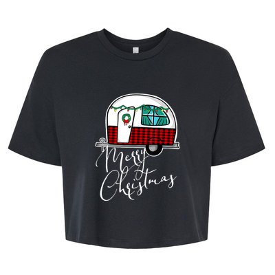 Merry Christmas Camper RV Camping XMas Gift Bella+Canvas Jersey Crop Tee