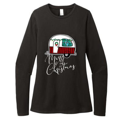 Merry Christmas Camper RV Camping XMas Gift Womens CVC Long Sleeve Shirt