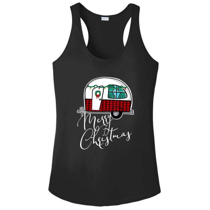 Merry Christmas Camper RV Camping XMas Gift Ladies PosiCharge Competitor Racerback Tank