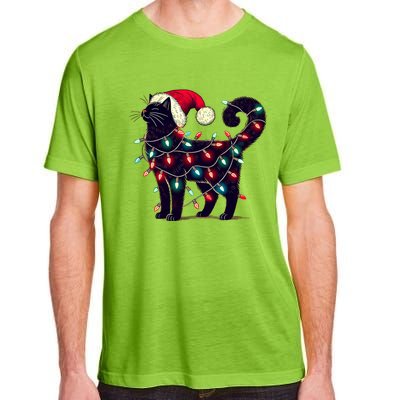 Meowy Catmas Christmas Cat Kitten Santa Hat Xmas Family Gift Adult ChromaSoft Performance T-Shirt