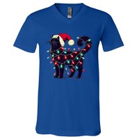 Meowy Catmas Christmas Cat Kitten Santa Hat Xmas Family Gift V-Neck T-Shirt