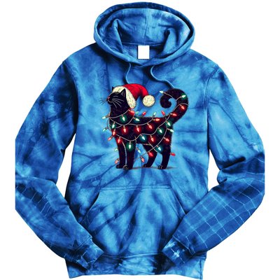 Meowy Catmas Christmas Cat Kitten Santa Hat Xmas Family Gift Tie Dye Hoodie