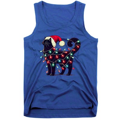 Meowy Catmas Christmas Cat Kitten Santa Hat Xmas Family Gift Tank Top