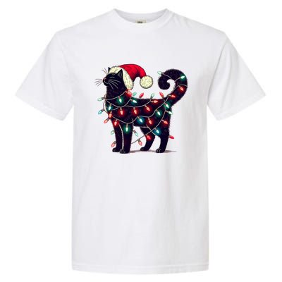 Meowy Catmas Christmas Cat Kitten Santa Hat Xmas Family Gift Garment-Dyed Heavyweight T-Shirt