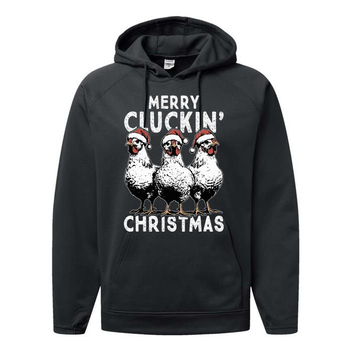 Merry Cluckin Christmas Funny Christmas Graphic Performance Fleece Hoodie